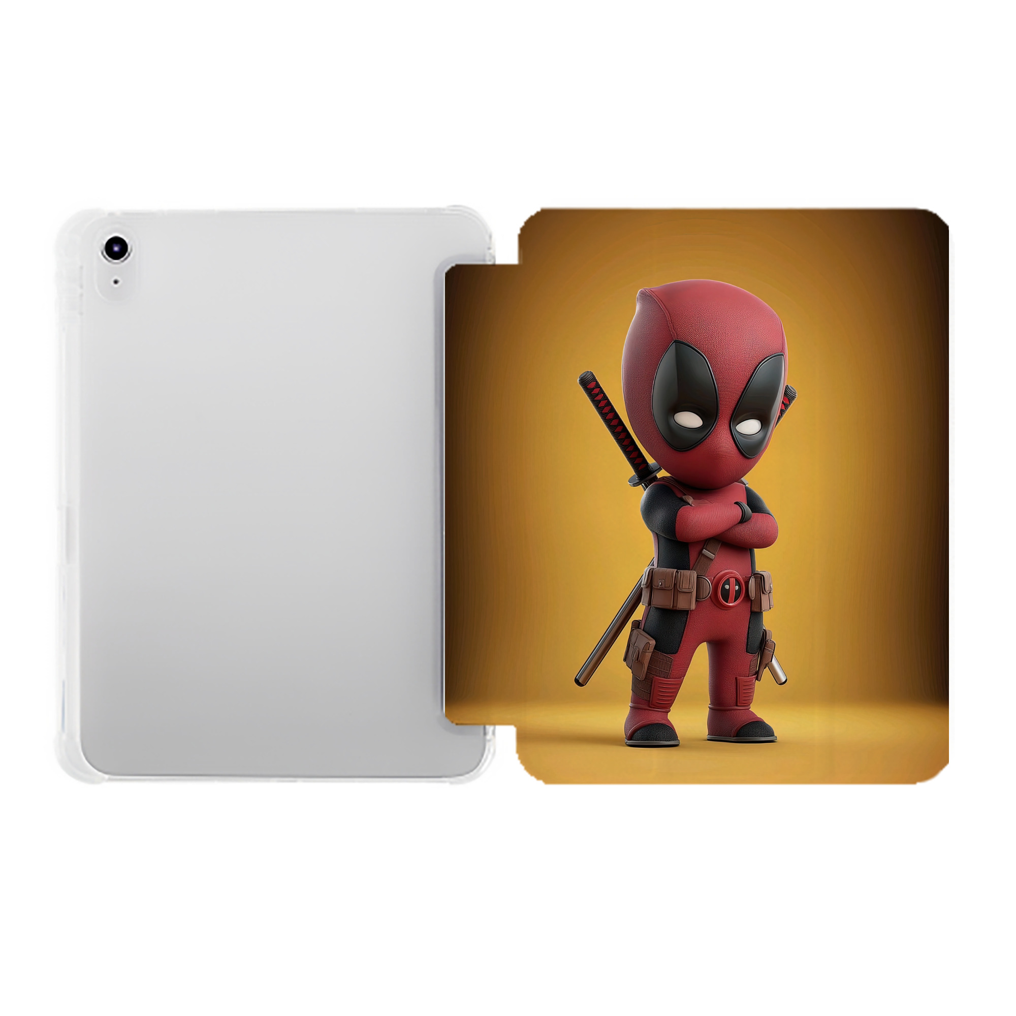 （画像用） Deadpool デッドプール IPad ケース ペン収納付き 三つ折りスタンド PUレザー×シリコン 対応機種9.5/10.5/10.9インチ
